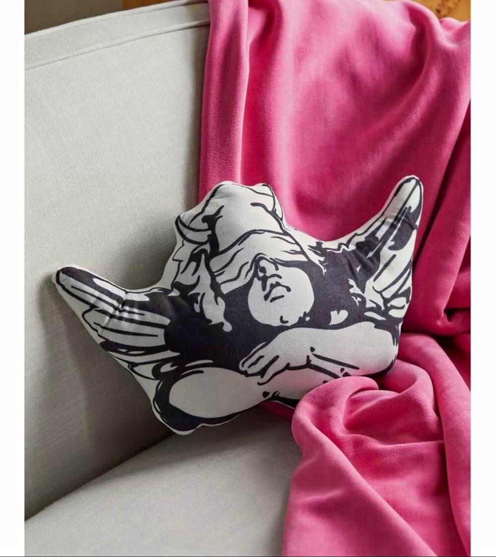 Black & White Angel Shape Decorative Pillow
